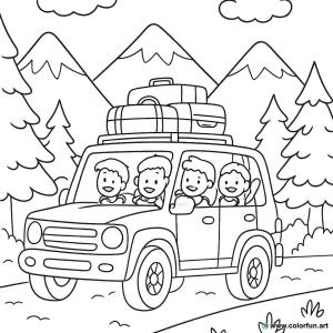 kolorowanka 4x4 rodzina na wakacjach