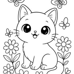 kolorowanka kota kawaii uroczy