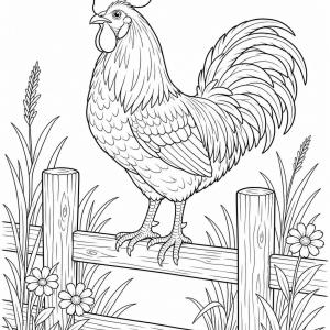 dibujo para colorear gallo realista