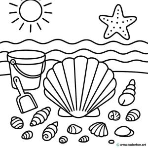 kolorowanka plaża muszelka