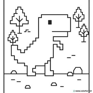kolorowanka pixel art dinozaur