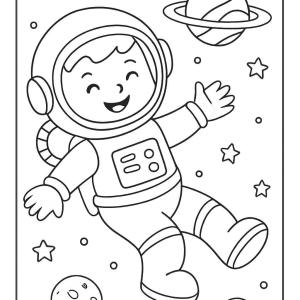 kolorowanka astronauta i planeta