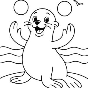 happy seal coloring page