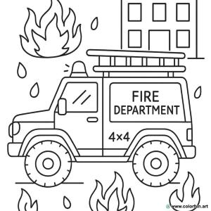 kolorowanka 4x4 strażak