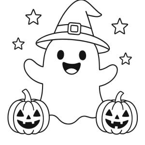 kolorowanka rysunek halloween duch uroczy