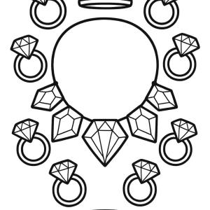 dibujo para colorear joyas de diamantes