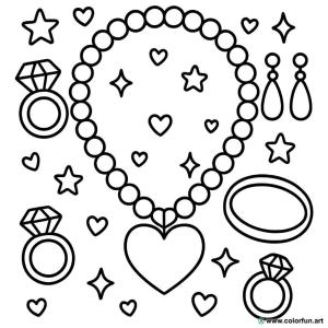 dibujo para colorear joyas preciosas