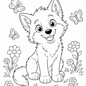 coloriage louveteau animalier