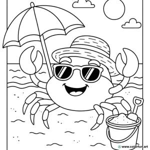 kolorowanka krab na wakacjach