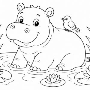 dibujo para colorear hipopótamo preescolar