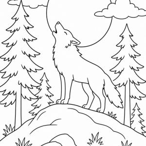 dibujo para colorear silueta de lobo