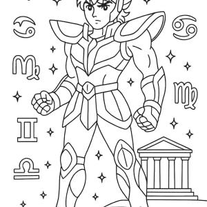 kolorowanka saint seiya (rycerze zodiaku) mitologia