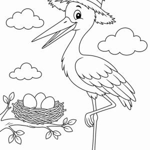 dibujo para colorear de cigüeña para niños