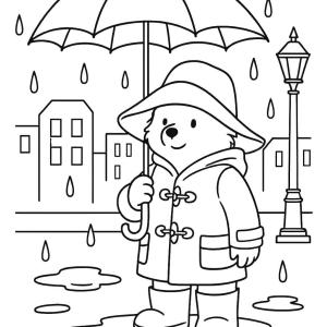 paddington coloring page and the rain