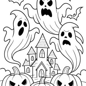 kolorowanka halloween, która przeraża z duchami