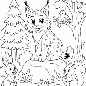 dibujo para colorear de lince estilo cartoon