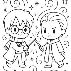 kolorowanka harry potter kawaii pojedynki czarodziejów