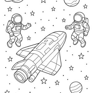 kolorowanka statek kosmiczny z astronautami
