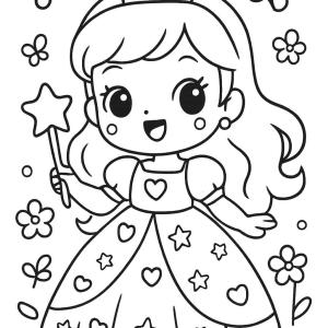 kolorowanka księżniczka kawaii radosna