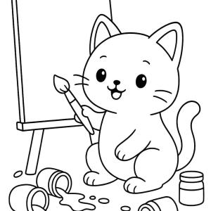 kolorowanka kot kawaii kreatywny