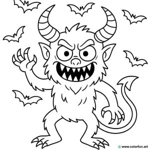 kolorowanka potwór przerażający demon