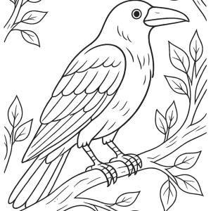 Coloriage du corbeau et du renard à Télécharger ou à Imprimer gratuitement