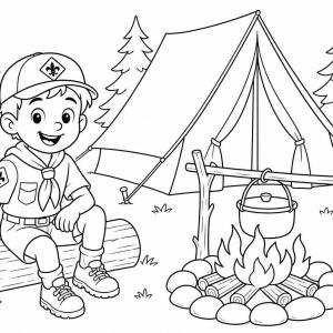 coloriage louveteau camping