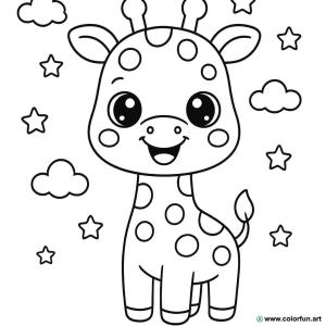 kolorowanka żyrafa kawaii