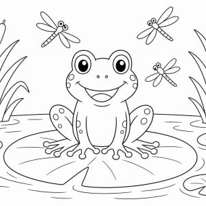 dibujo para colorear rana en la charca