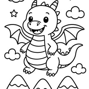 dibujo para colorear dragón fácil