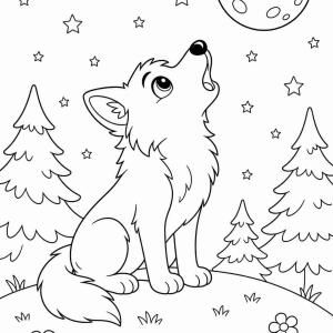 coloriage loup qui hurle mignon