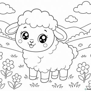 coloriage mouton kawaii