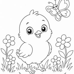 disegno da colorare pulcino semplice
