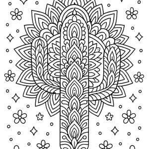 kolorowanka kaktus mandala
