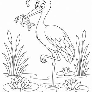 dibujo para colorear de cigüeña difícil