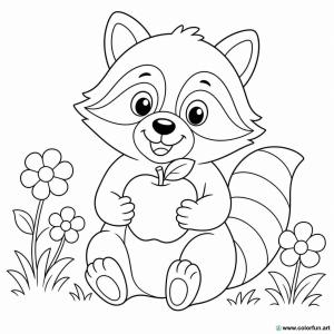 dibujo para colorear mapache sencillo