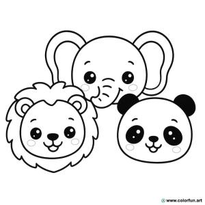 kolorowanka emoji kawaii dzikie zwierzęta