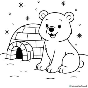 kolorowanka niedźwiedź polarny z igloo