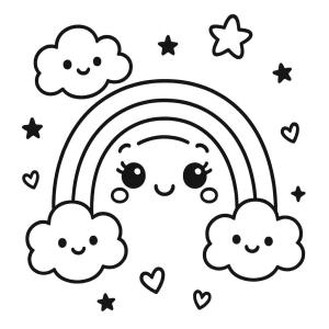 kolorowanka kawaii tęcza