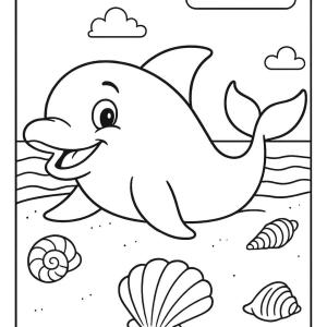 kolorowanka delfin na plaży