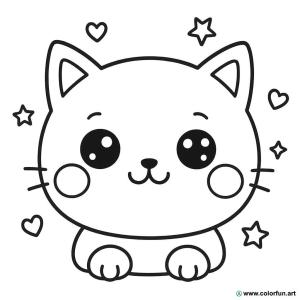 kolorowanka emoji kawaii kot