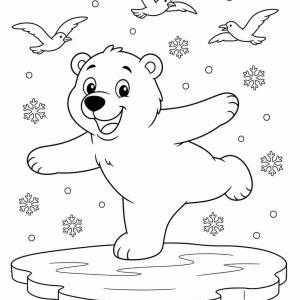 disegno da colorare orso polare che gioca