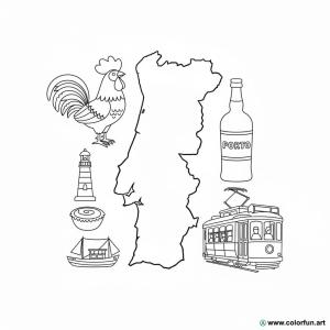 kolorowanka mapa Portugalii