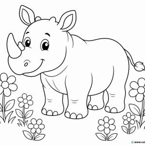 coloriage rhinocéros mignon pour enfants