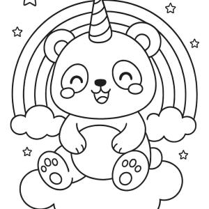 kolorowanka panda jednorożec fantastyczny