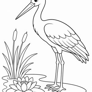 dibujo para colorear cigüeña sencilla