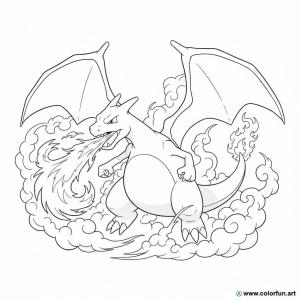 kolorowanka Dracaufeu walka