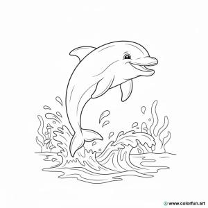 prosta kolorowanka z delfinem