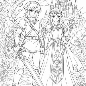 coloriage zelda link et zelda