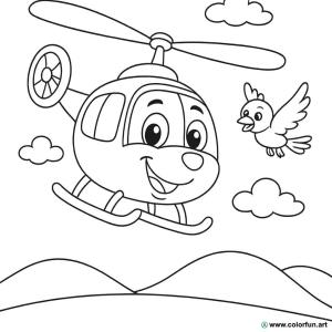 kolorowanka z helikopterem dla dzieci
